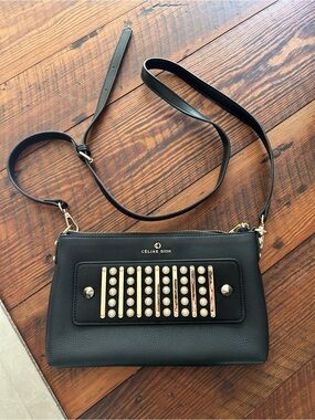 Celine Dion maestro Black Studded Crossbody Bag